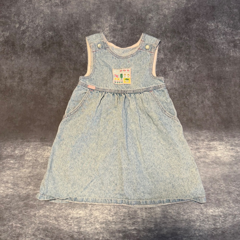 Vintage Lee Girls‎ Size 6 Denim Jumper Dress Acid Wash Blue Cotton Made in USA